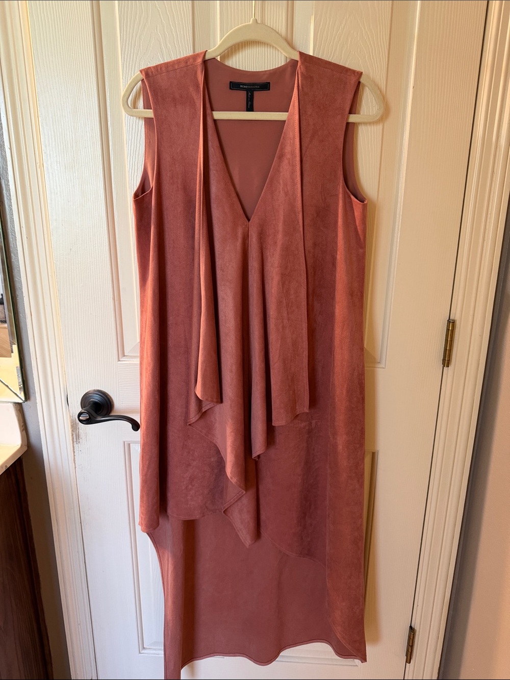 BCBGMaxAzria Dusty Rose Sleeveless High-Low V-Neck Dress